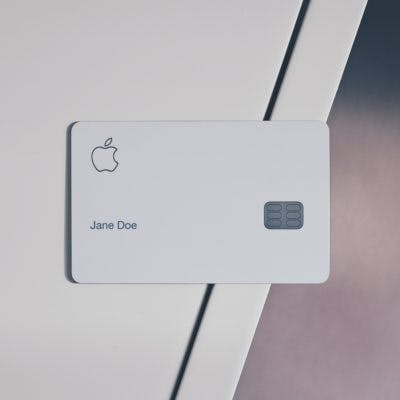 Apple Bank Card on a table edge
